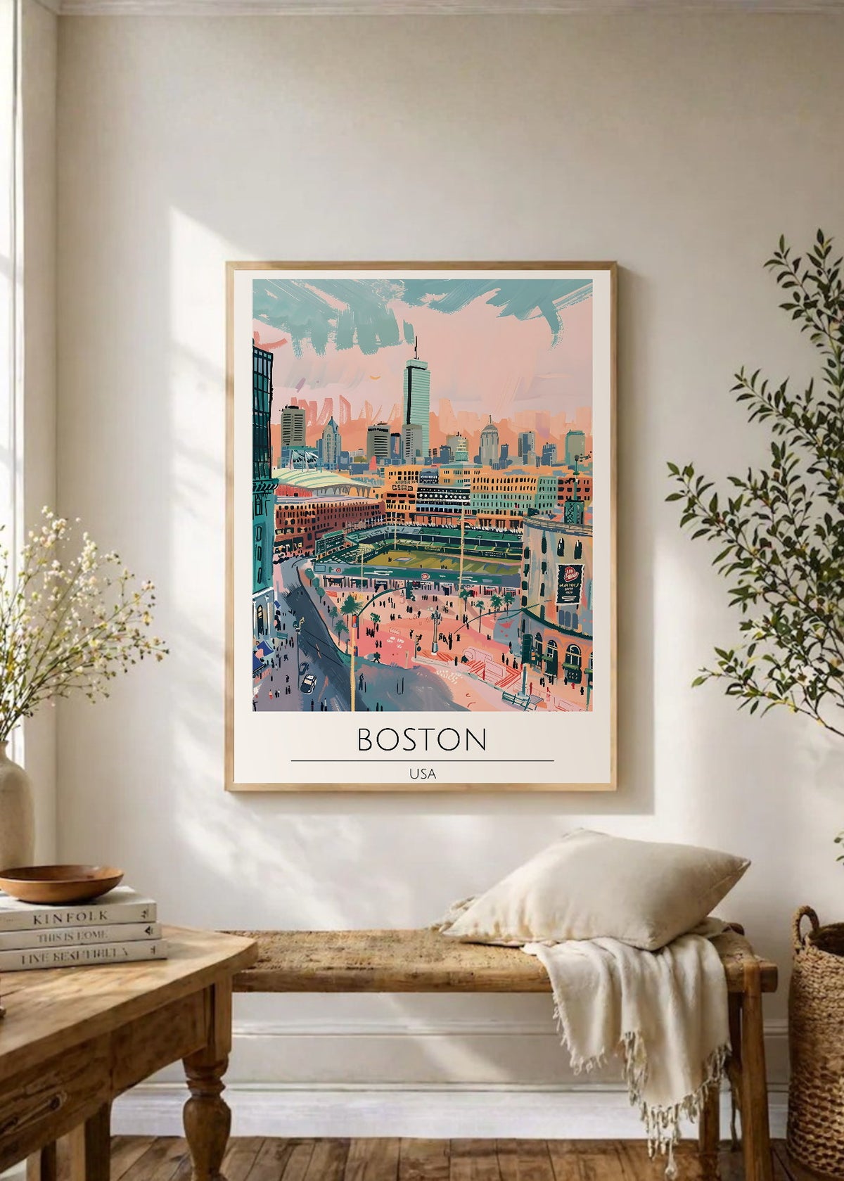 Cuadro Decorativo Travel, Boston, USA, Ilustración Estadio