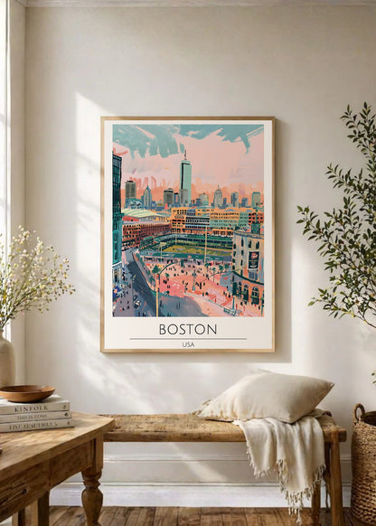 Cuadro Decorativo Travel, Boston, USA, Ilustración Estadio