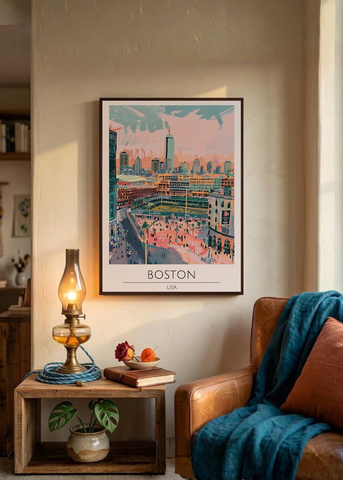 Cuadro Decorativo Travel, Boston, USA, Ilustración Estadio