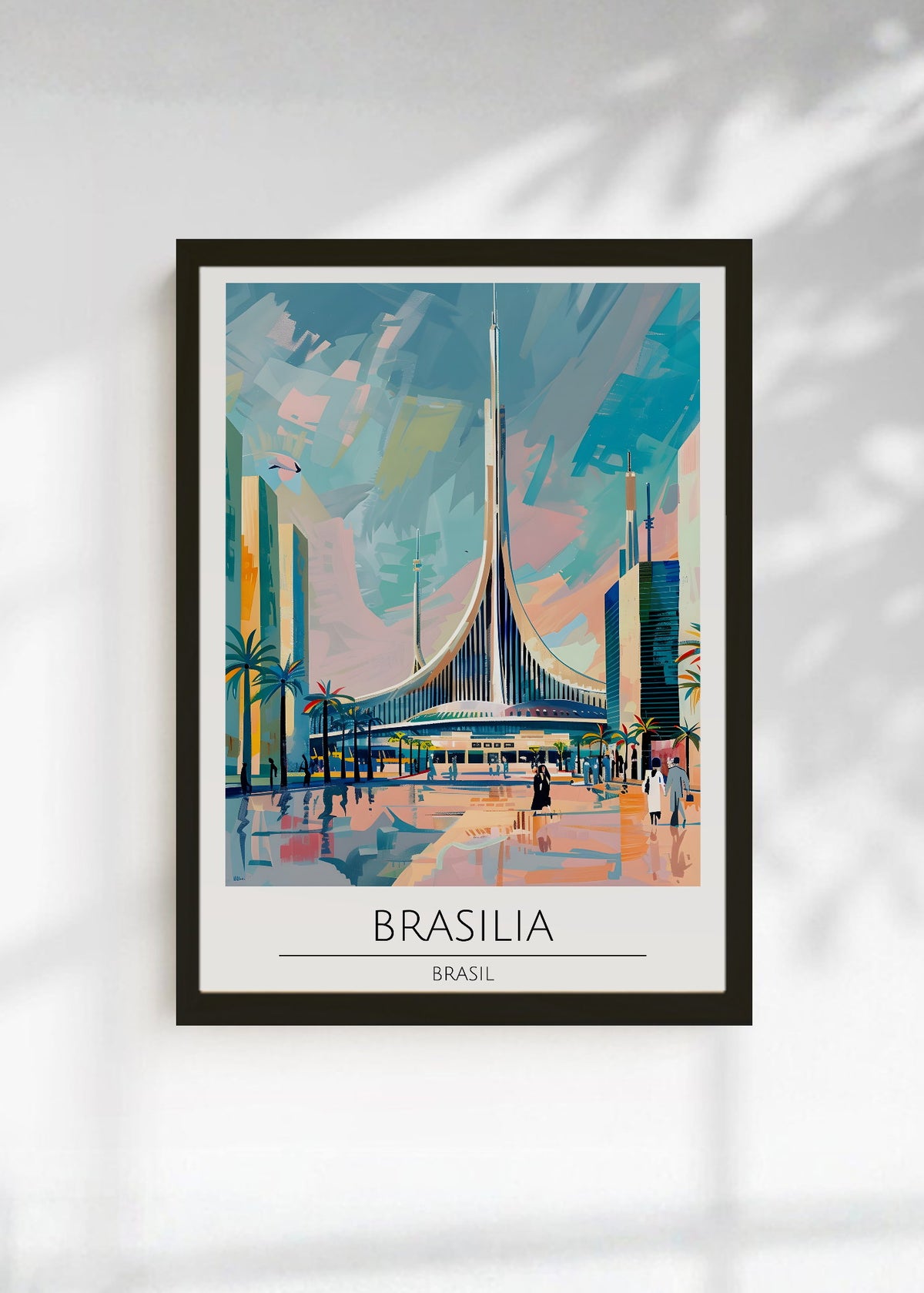 Cuadro Decorativo Travel, Brasilia, Brasil, Ilustración Catedral