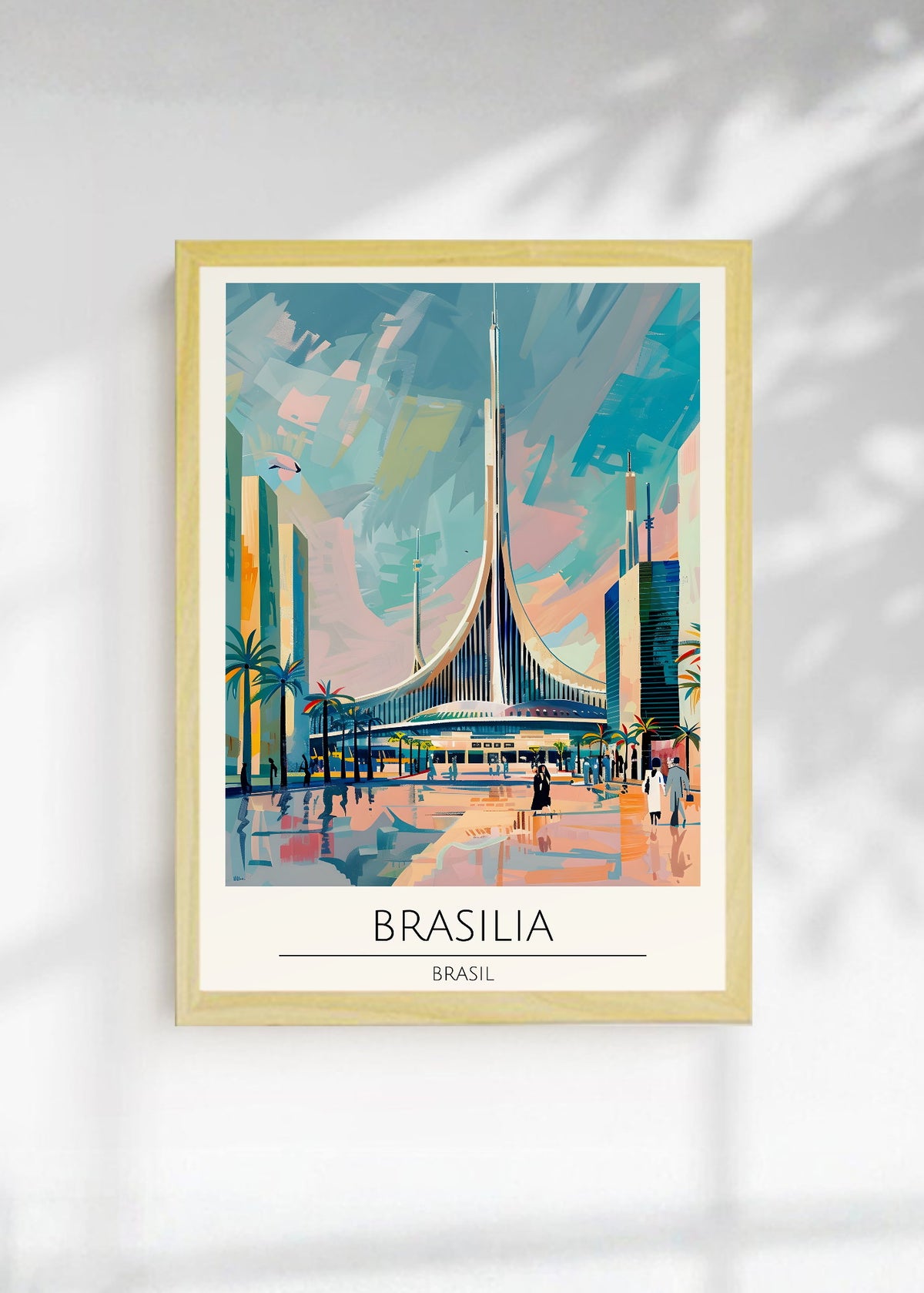 Cuadro Decorativo Travel, Brasilia, Brasil, Ilustración Catedral