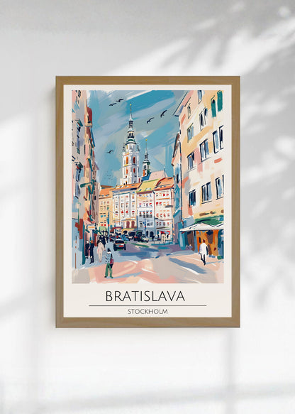 Cuadro Decorativo Travel, Bratislava, Eslovaquia, Ilustración Ciudad
