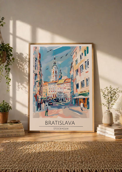 Cuadro Decorativo Travel, Bratislava, Eslovaquia, Ilustración Ciudad