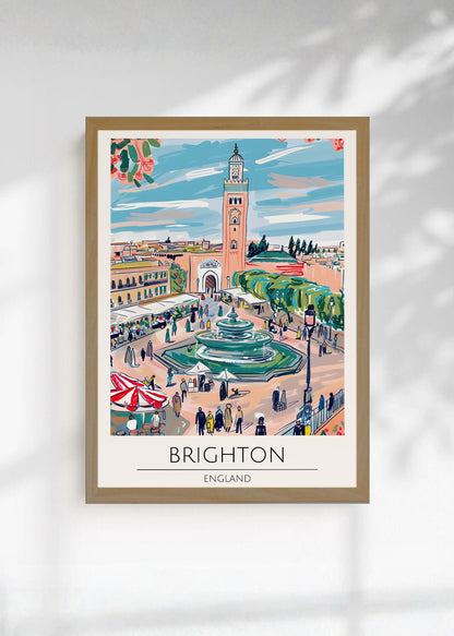 Cuadro Decorativo Travel, Brighton, Inglaterra, Ilustración Plaza