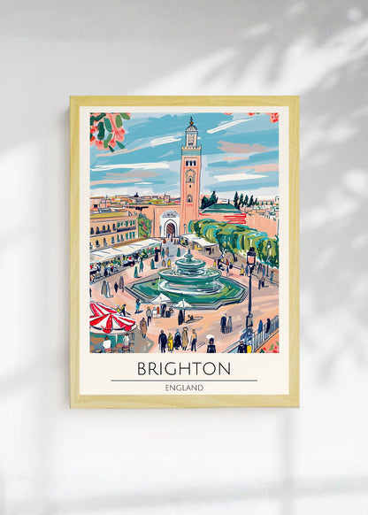 Cuadro Decorativo Travel, Brighton, Inglaterra, Ilustración Plaza