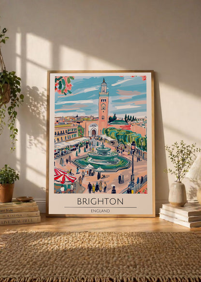 Cuadro Decorativo Travel, Brighton, Inglaterra, Ilustración Plaza