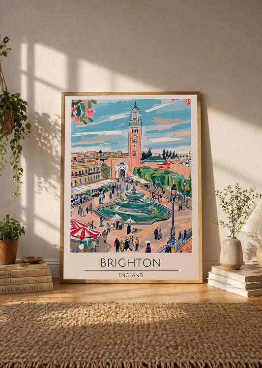 Cuadro Decorativo Travel, Brighton, Inglaterra, Ilustración Plaza