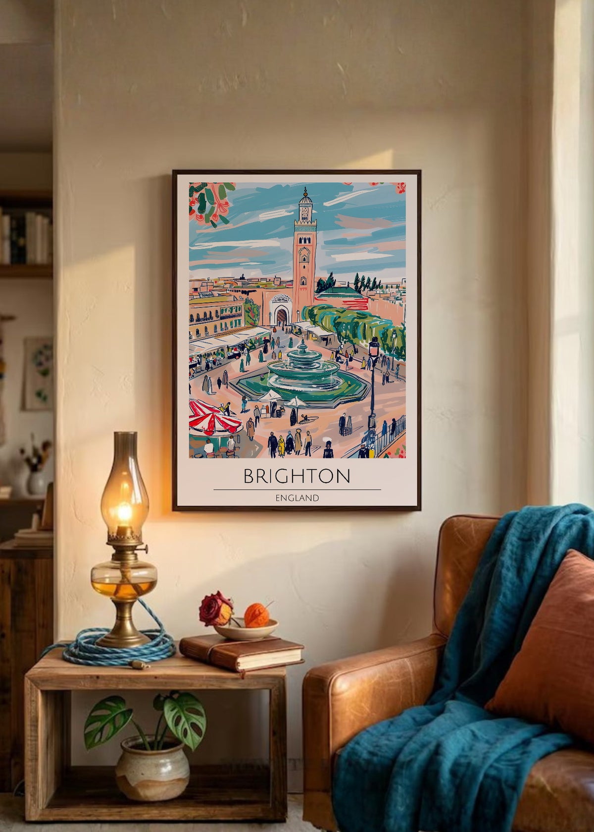 Cuadro Decorativo Travel, Brighton, Inglaterra, Ilustración Plaza
