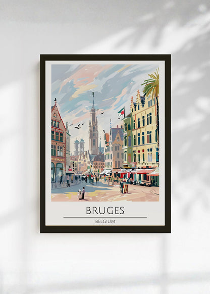 Cuadro Decorativo Travel, Brujas, Bélgica, Ilustración Ciudad