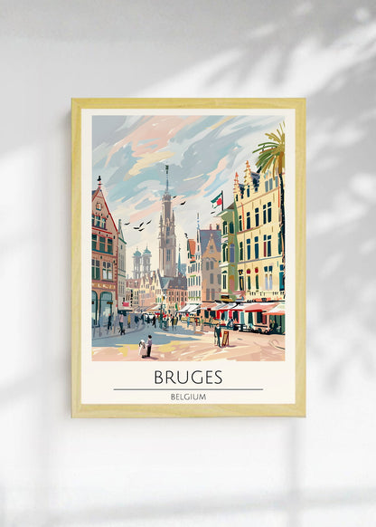 Cuadro Decorativo Travel, Brujas, Bélgica, Ilustración Ciudad