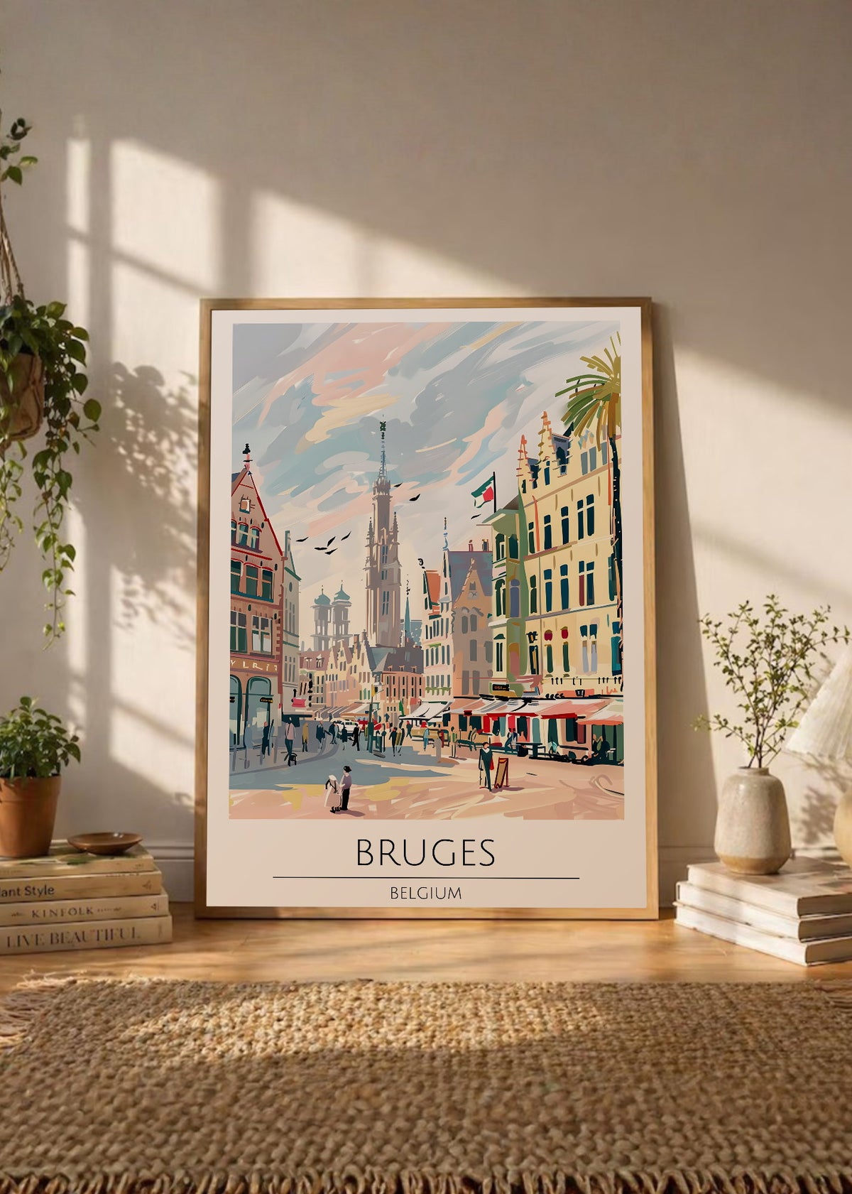Cuadro Decorativo Travel, Brujas, Bélgica, Ilustración Ciudad