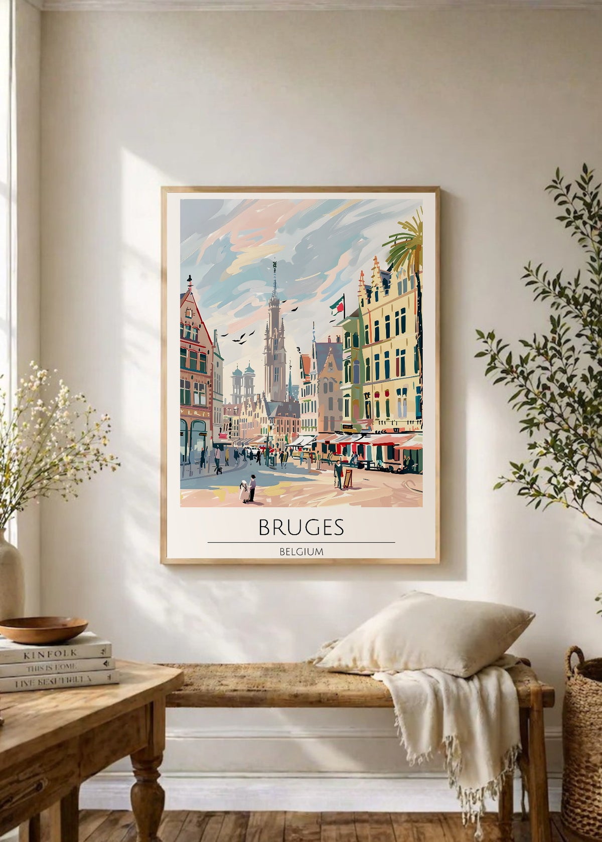 Cuadro Decorativo Travel, Brujas, Bélgica, Ilustración Ciudad