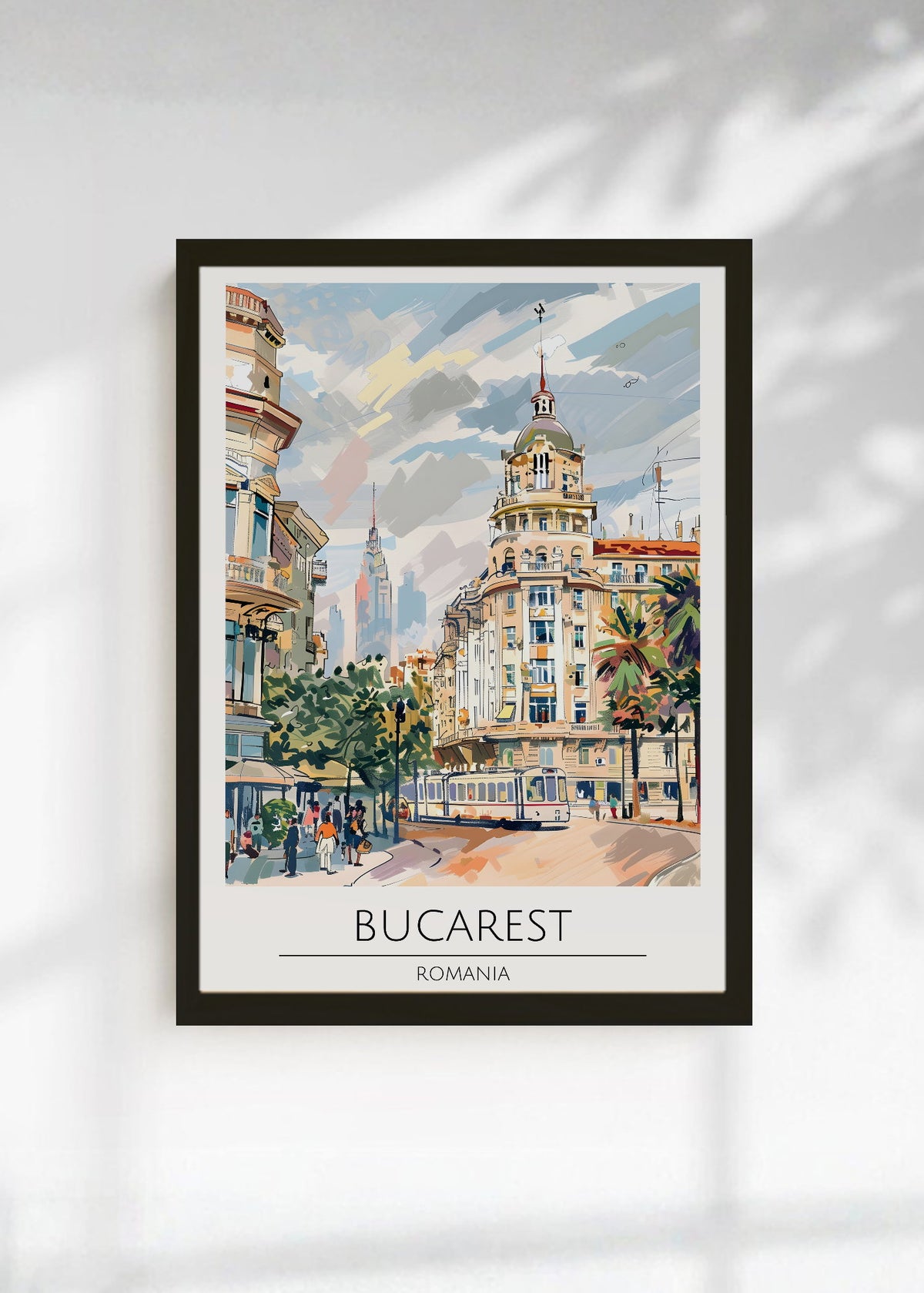 Cuadro Decorativo Travel, Bucarest, Rumania, Ilustración Ciudad