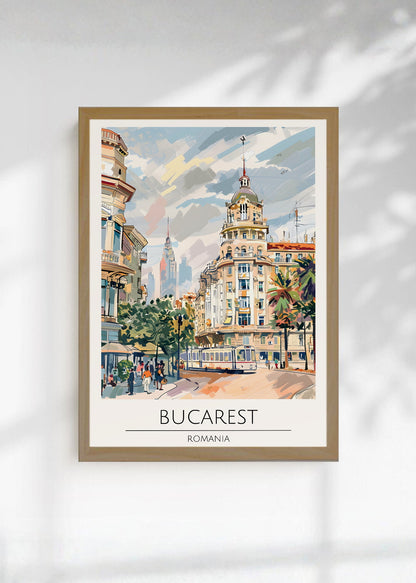 Cuadro Decorativo Travel, Bucarest, Rumania, Ilustración Ciudad