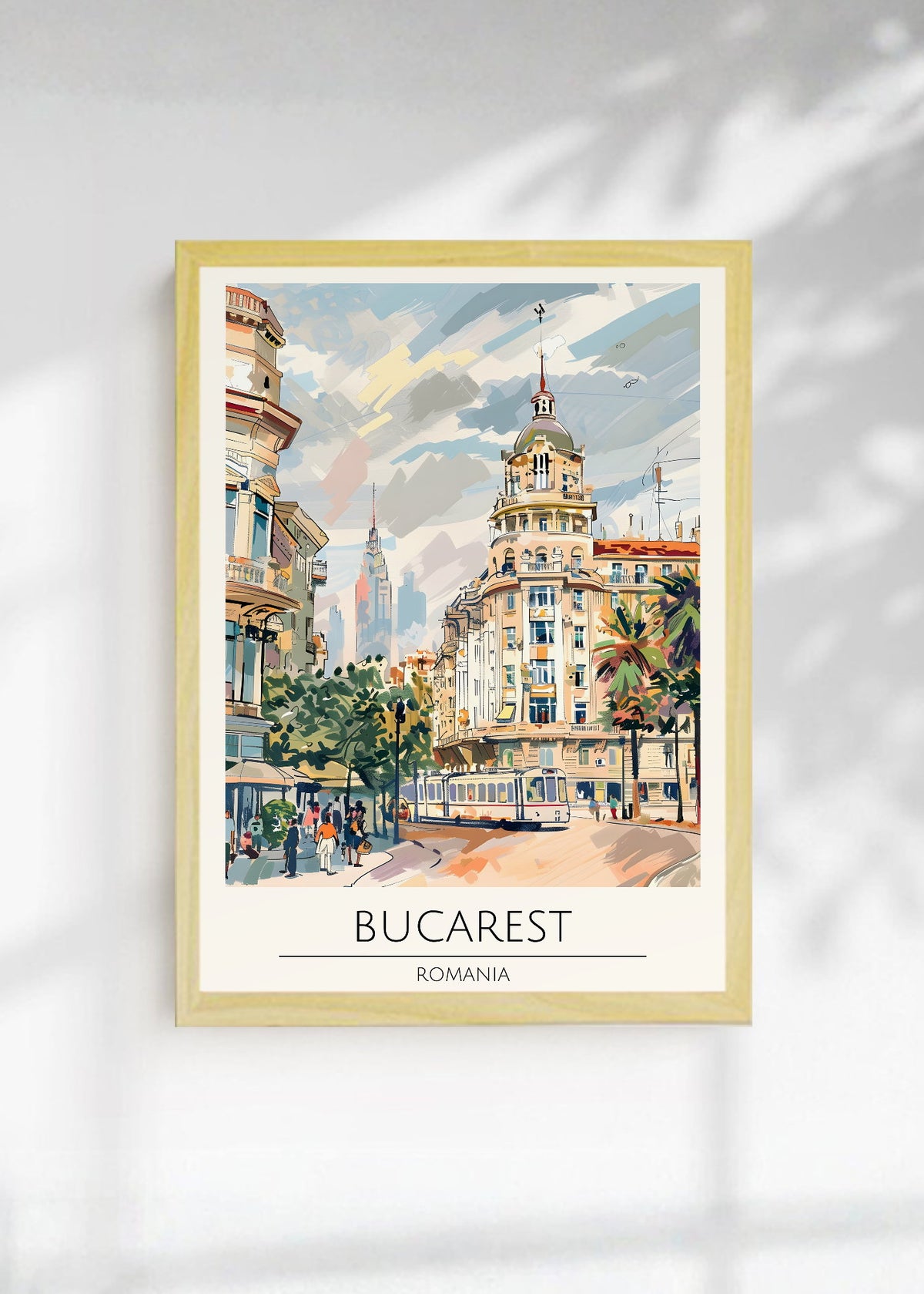 Cuadro Decorativo Travel, Bucarest, Rumania, Ilustración Ciudad