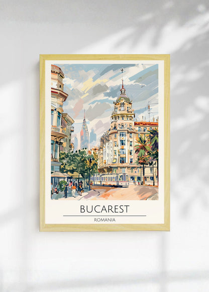 Cuadro Decorativo Travel, Bucarest, Rumania, Ilustración Ciudad