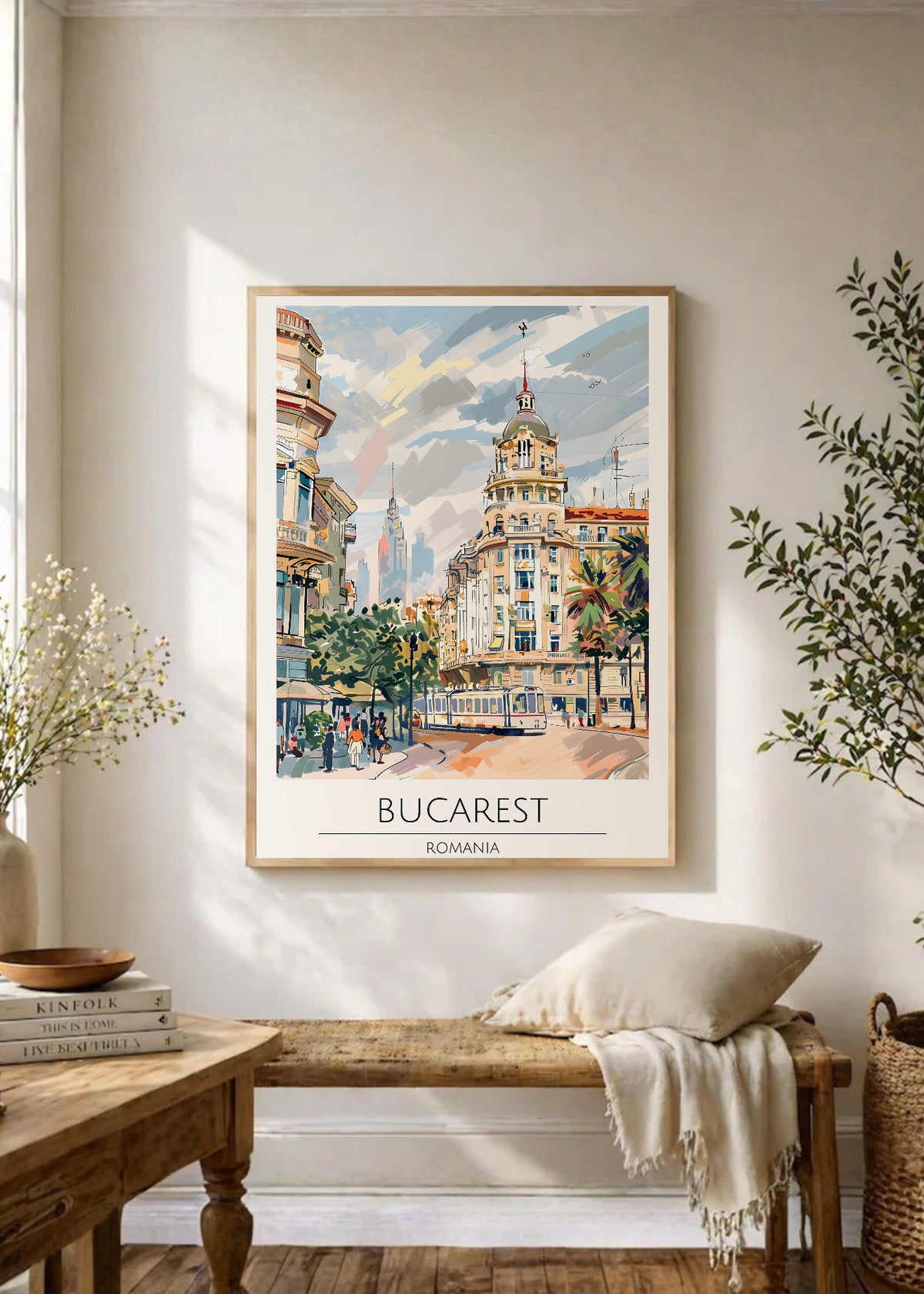 Cuadro Decorativo Travel, Bucarest, Rumania, Ilustración Ciudad