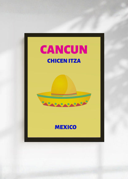 Cuadro Decorativo Travel, Cancún, México, Sombrero Amarillo
