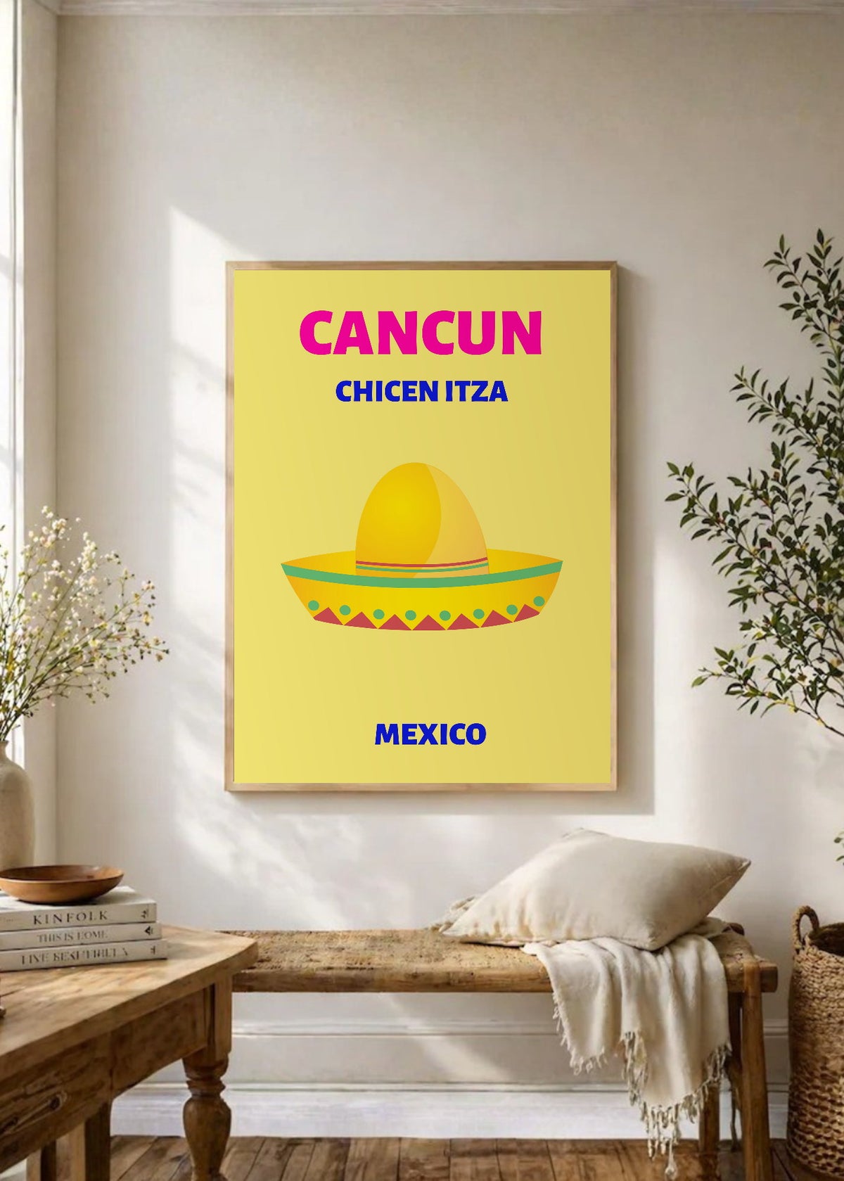 Cuadro Decorativo Travel, Cancún, México, Sombrero Amarillo