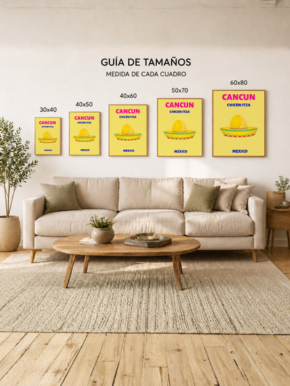 Cuadro Decorativo Travel, Cancún, México, Sombrero Amarillo