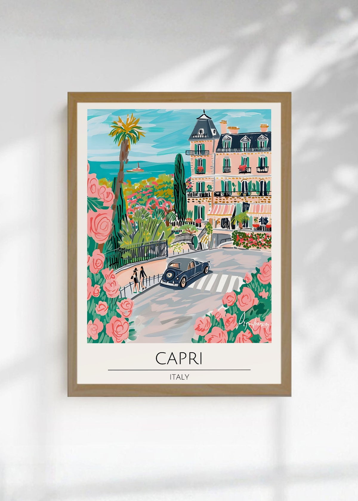 Cuadro Decorativo Travel, Capri, Italia, Ilustración Costa