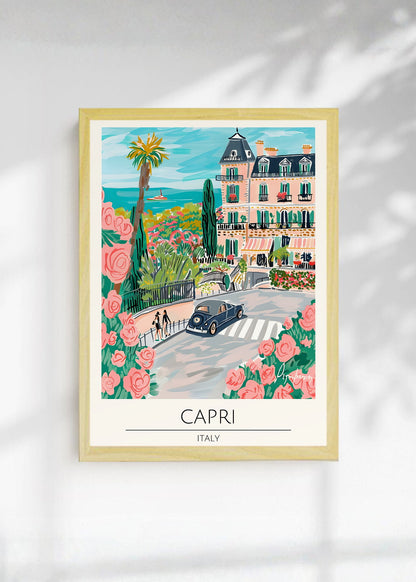 Cuadro Decorativo Travel, Capri, Italia, Ilustración Costa