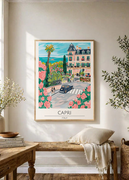 Cuadro Decorativo Travel, Capri, Italia, Ilustración Costa
