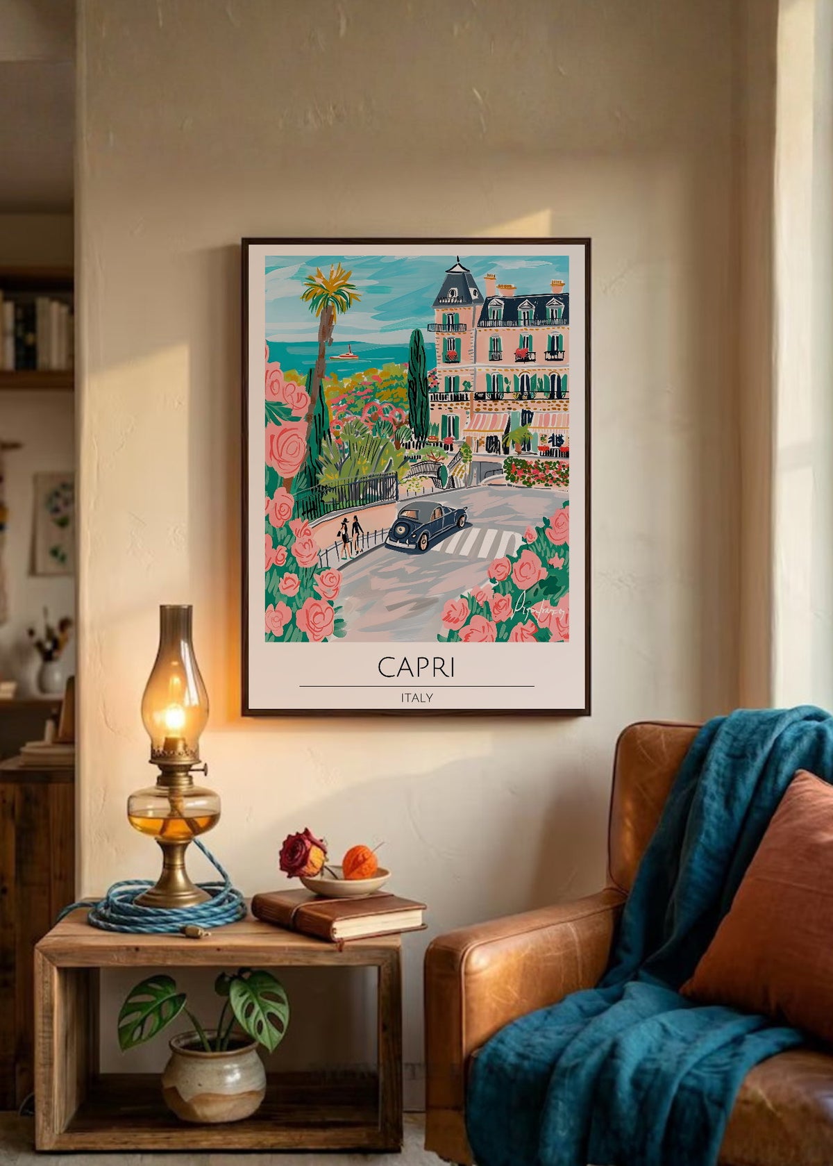 Cuadro Decorativo Travel, Capri, Italia, Ilustración Costa