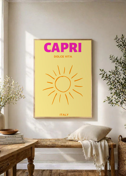 Cuadro Decorativo Travel, Capri, Italia, Sol Amarillo