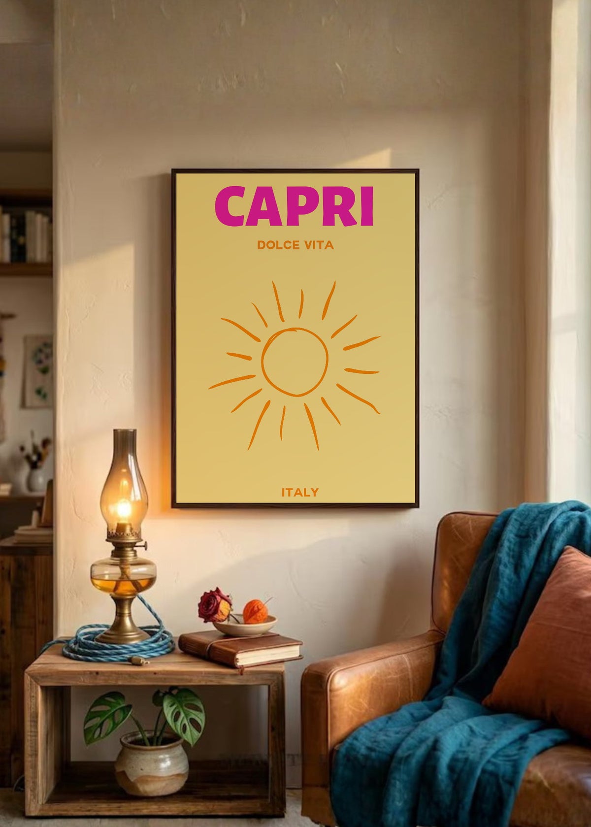 Cuadro Decorativo Travel, Capri, Italia, Sol Amarillo
