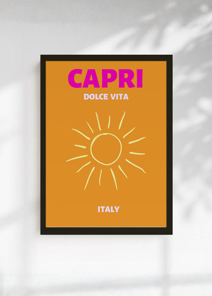 Cuadro Decorativo Travel, Capri, Italia, Sol Naranja