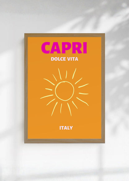 Cuadro Decorativo Travel, Capri, Italia, Sol Naranja