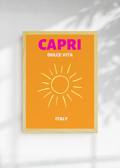 Cuadro Decorativo Travel, Capri, Italia, Sol Naranja
