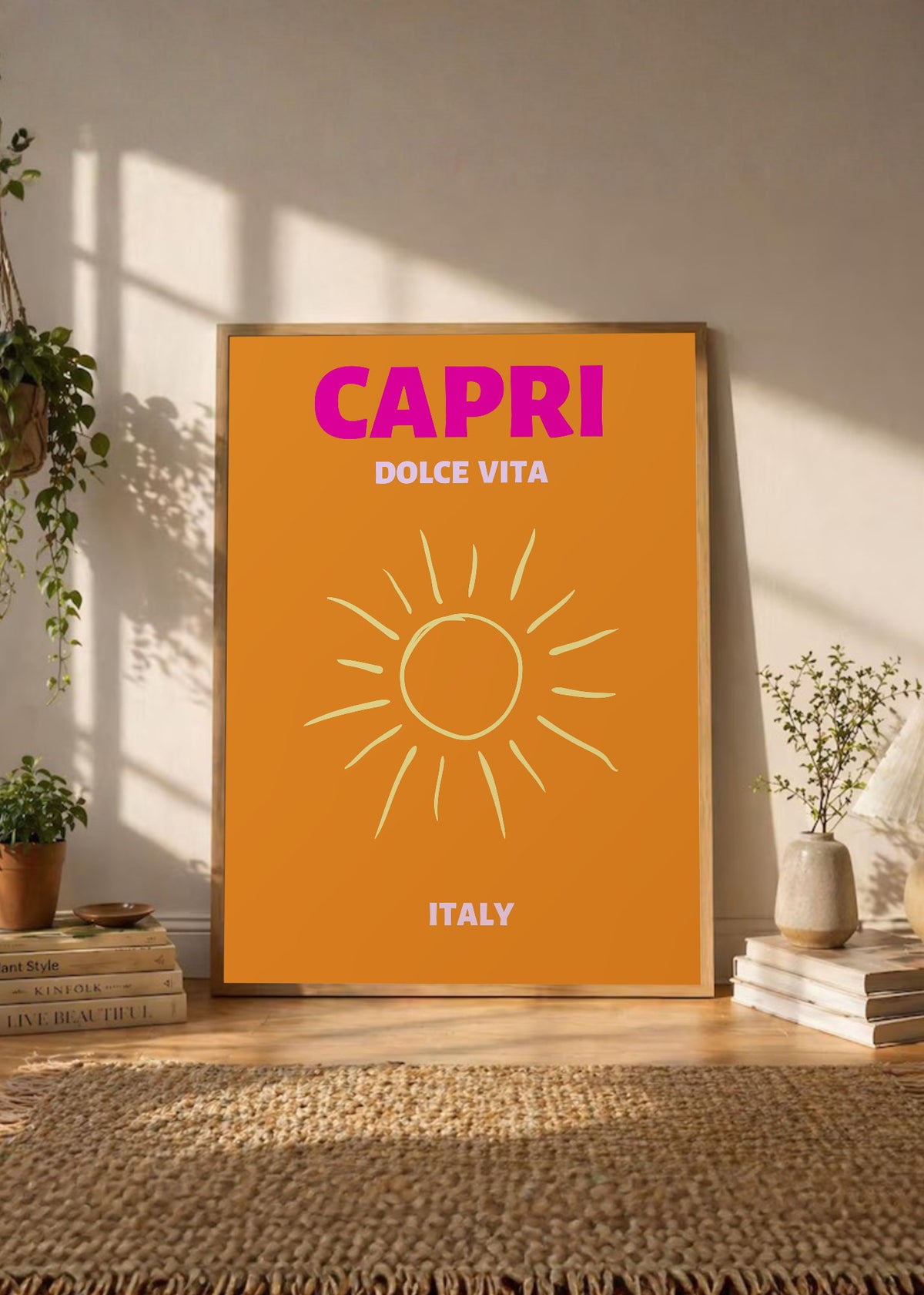 Cuadro Decorativo Travel, Capri, Italia, Sol Naranja