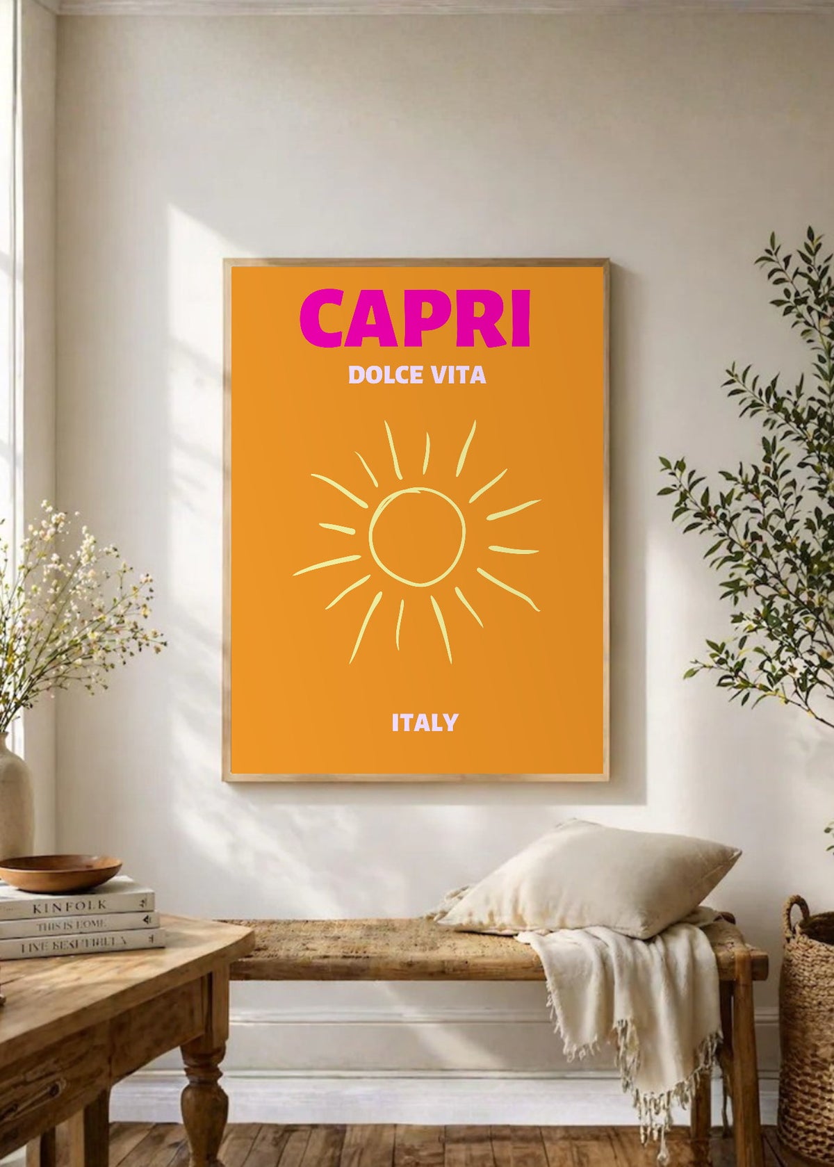 Cuadro Decorativo Travel, Capri, Italia, Sol Naranja
