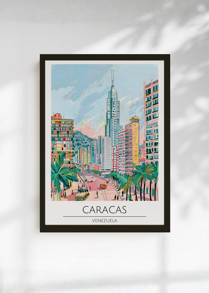 Cuadro Decorativo Travel, Caracas, Venezuela, Ilustración Ciudad
