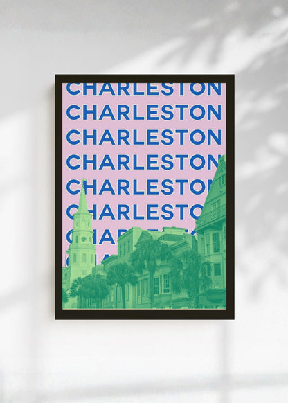Cuadro Decorativo Travel, Charleston Iglesia, USA, Verde Rosa