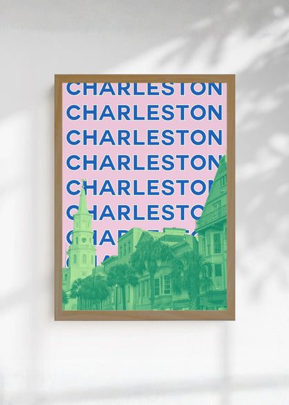 Cuadro Decorativo Travel, Charleston Iglesia, USA, Verde Rosa