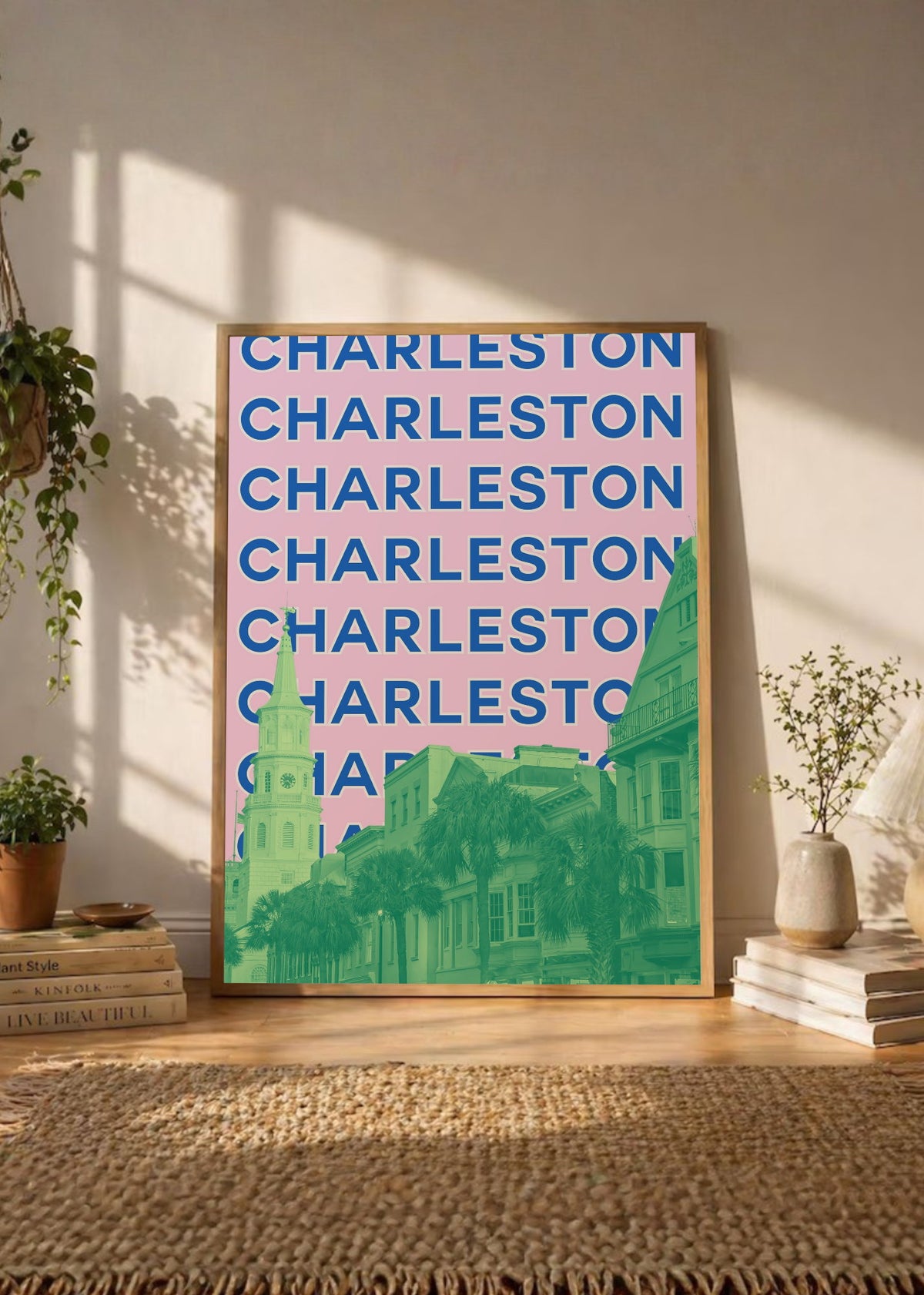 Cuadro Decorativo Travel, Charleston Iglesia, USA, Verde Rosa