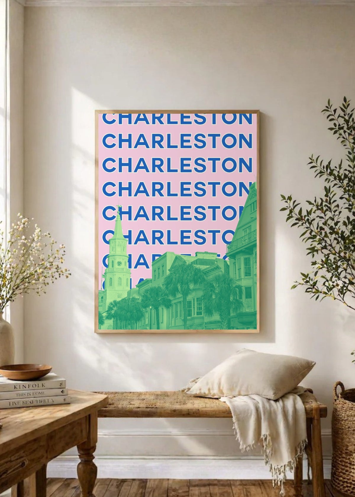 Cuadro Decorativo Travel, Charleston Iglesia, USA, Verde Rosa