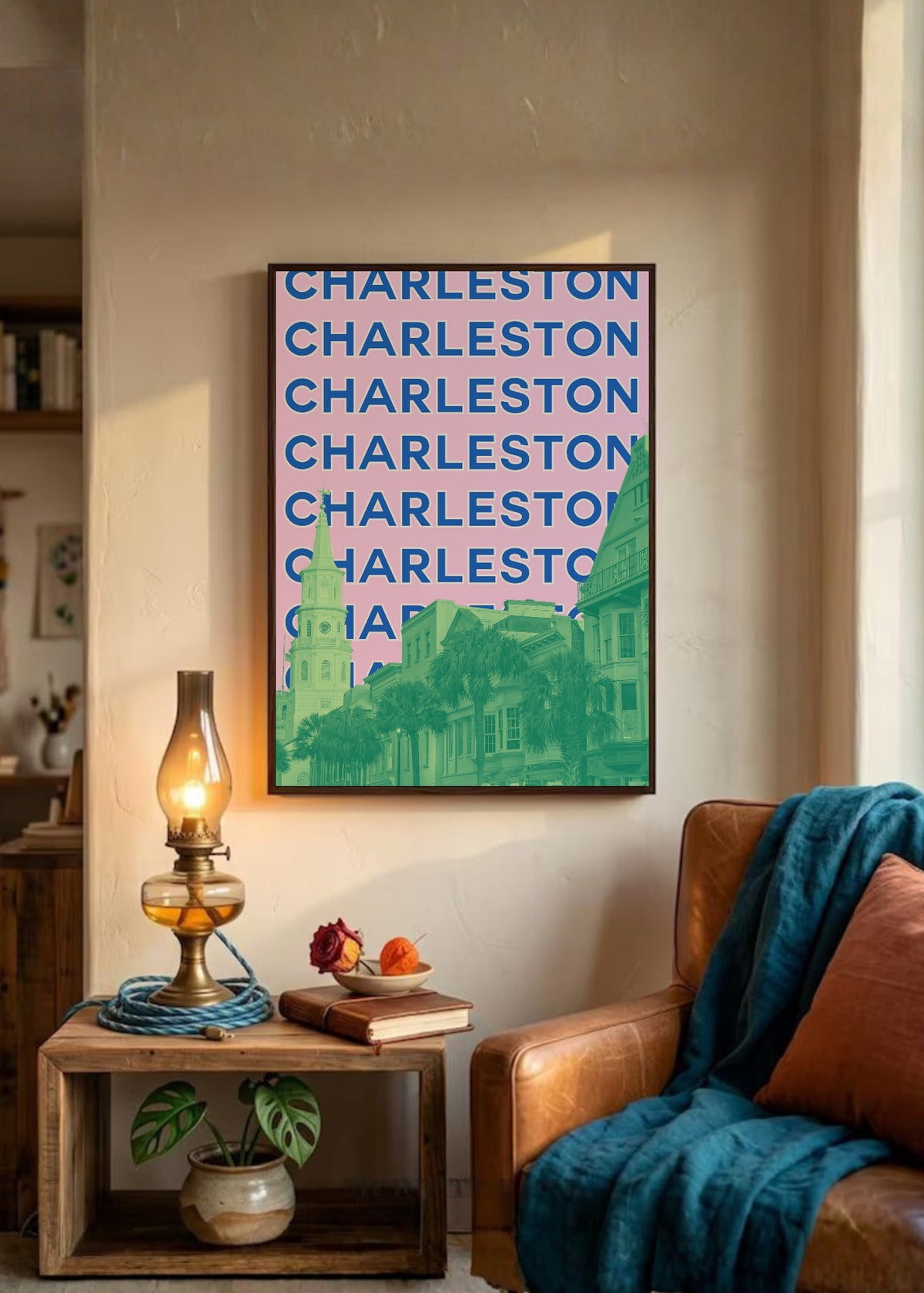 Cuadro Decorativo Travel, Charleston Iglesia, USA, Verde Rosa