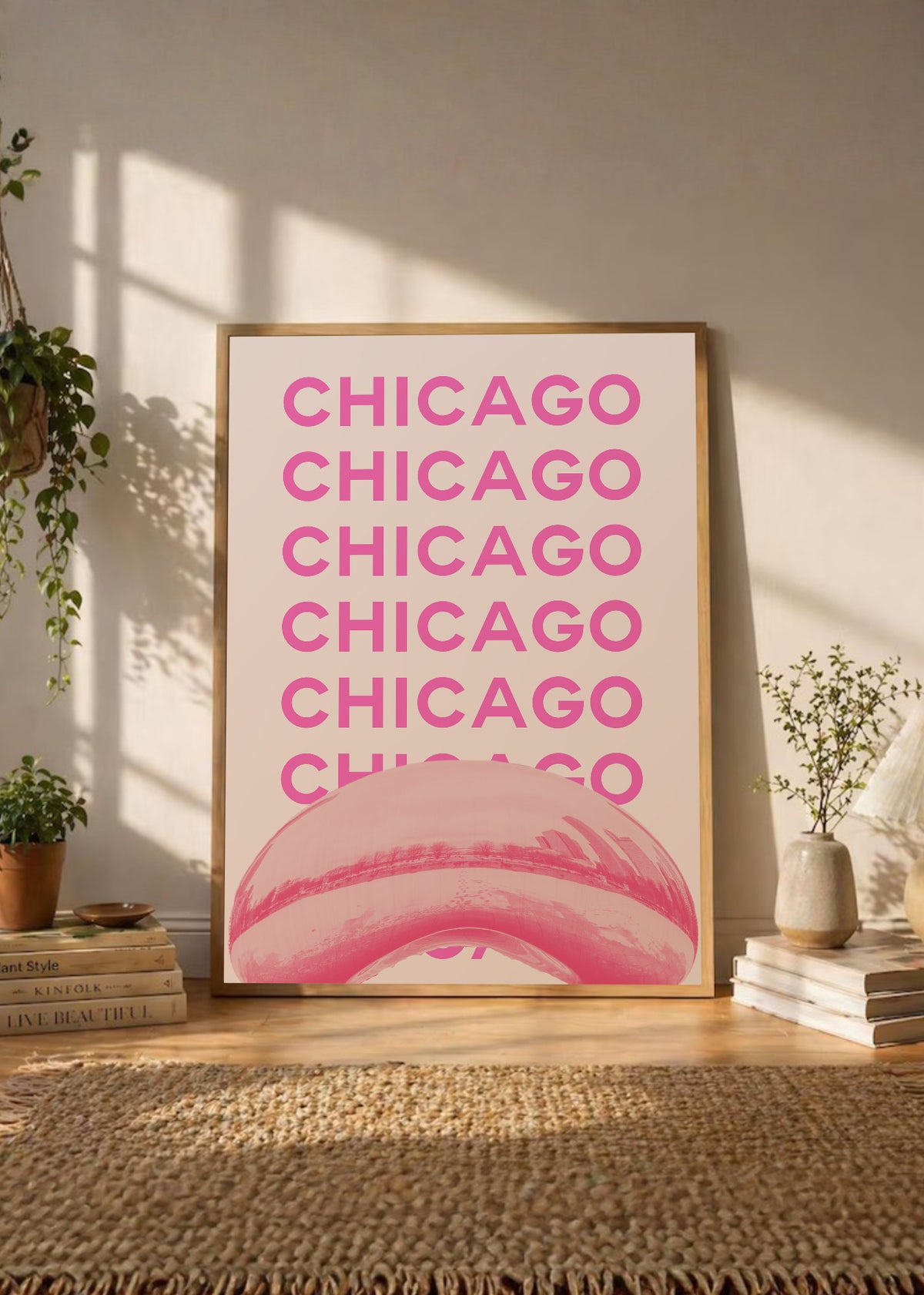 Cuadro Decorativo Travel, Chicago Cloud Gate, USA, Rosa