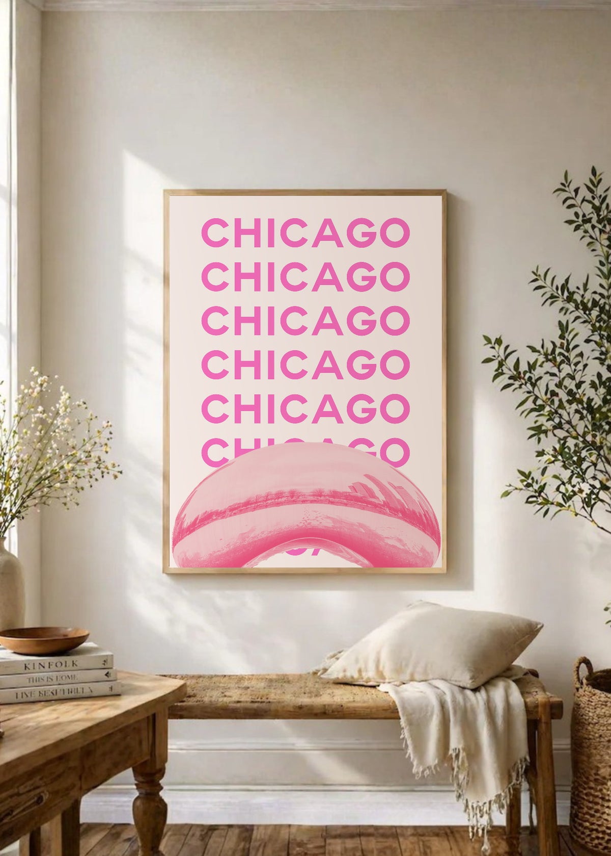 Cuadro Decorativo Travel, Chicago Cloud Gate, USA, Rosa