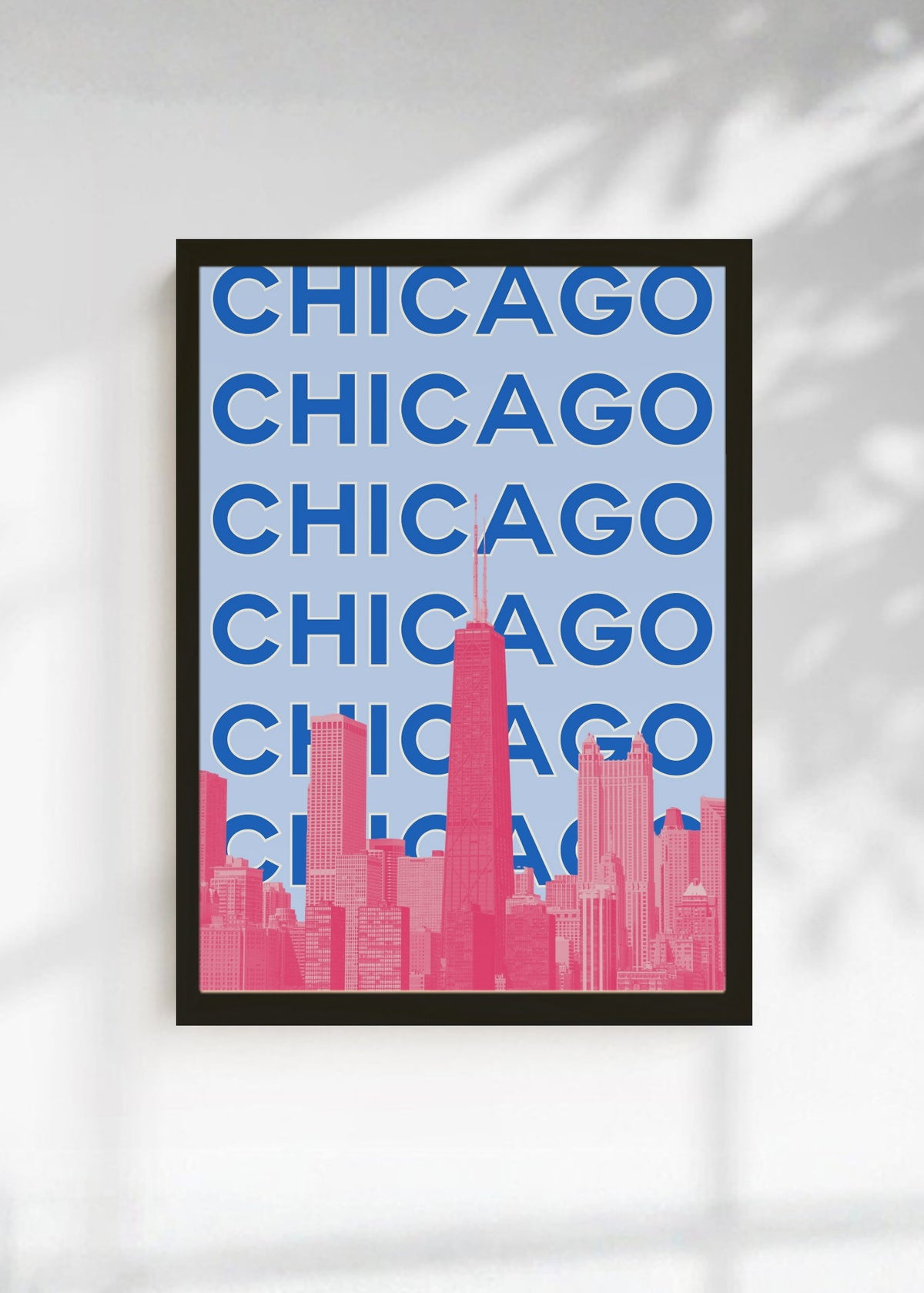 Cuadro Decorativo Travel, Chicago, USA, Skyline Azul Rosa