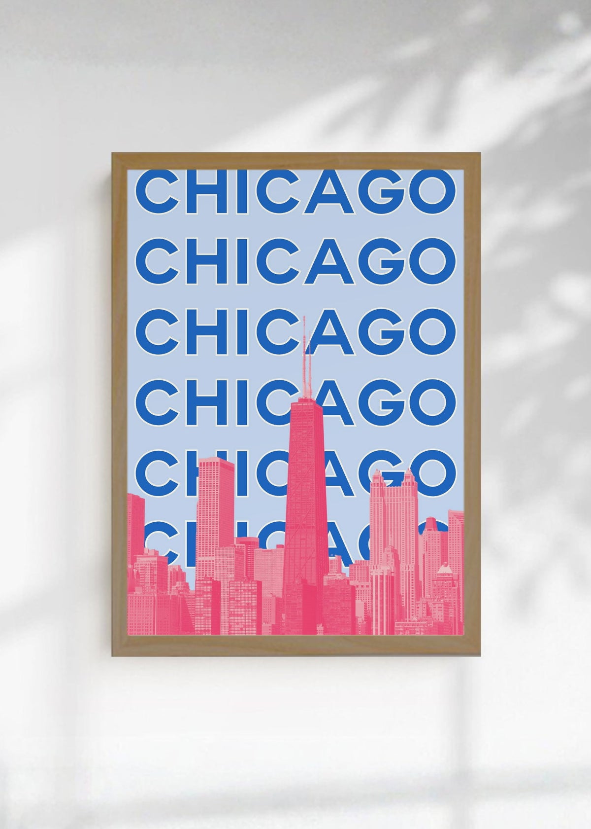 Cuadro Decorativo Travel, Chicago, USA, Skyline Azul Rosa