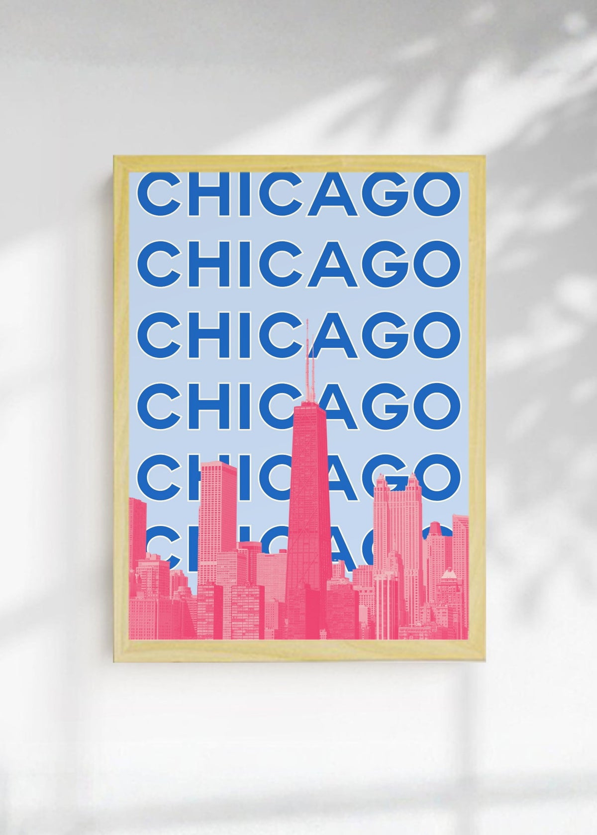 Cuadro Decorativo Travel, Chicago, USA, Skyline Azul Rosa