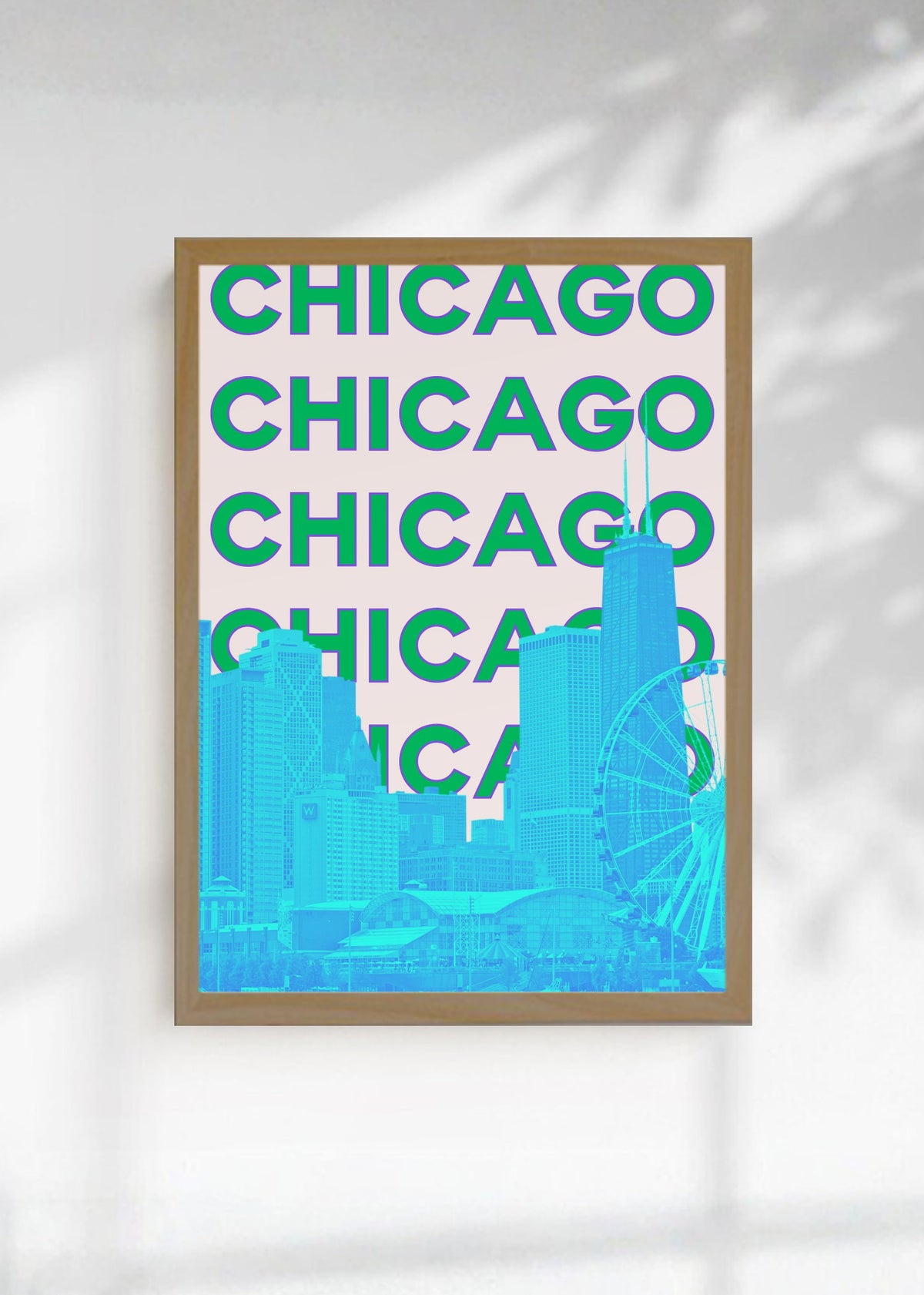 Cuadro Decorativo Travel, Chicago, USA, Skyline Verde Azul