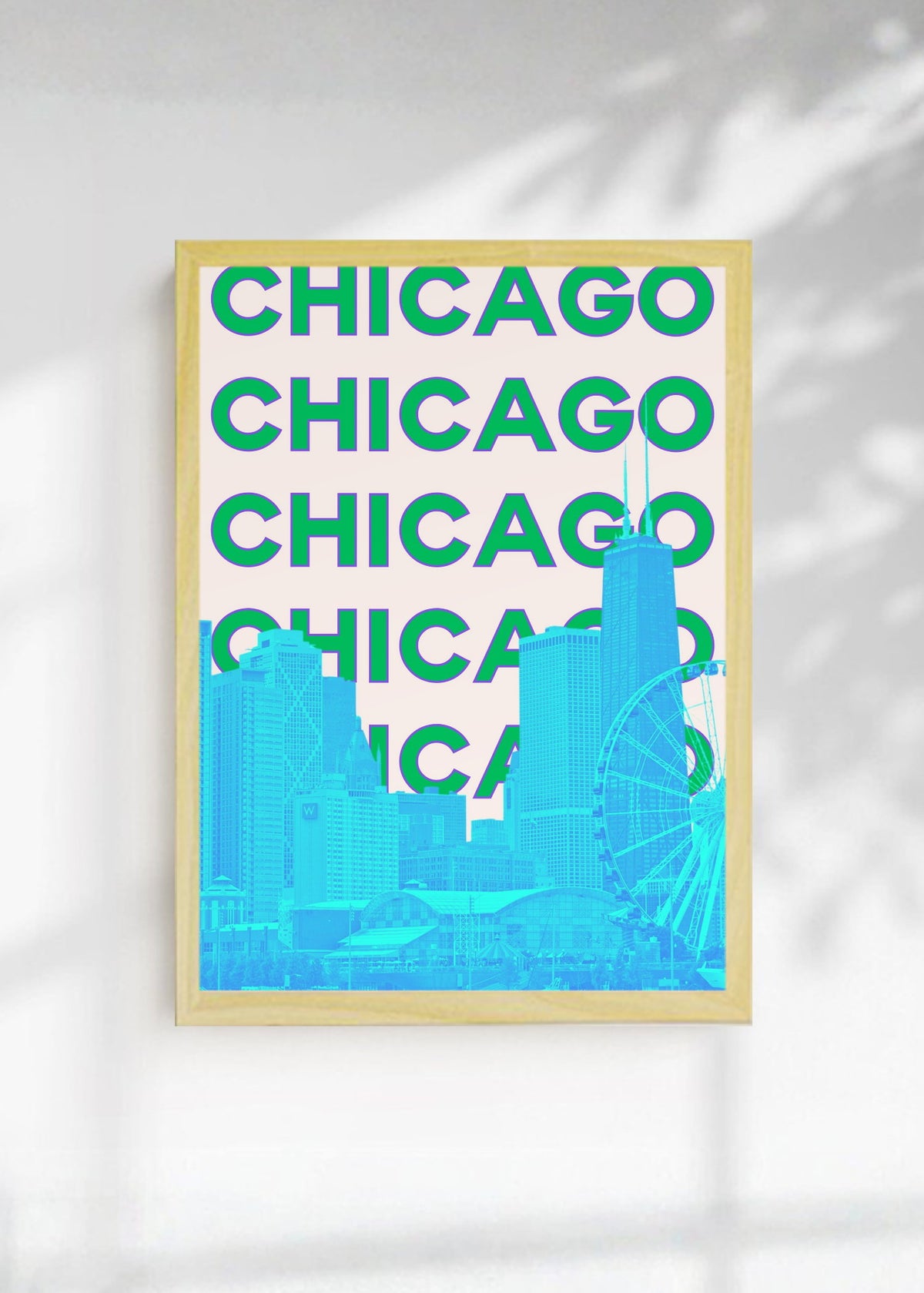 Cuadro Decorativo Travel, Chicago, USA, Skyline Verde Azul