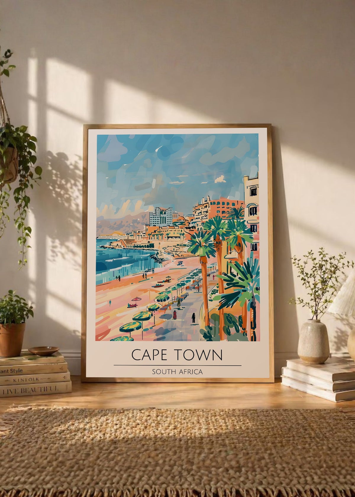 Cuadro Decorativo Travel, Ciudad del Cabo, Sudáfrica, Ilustración Costa