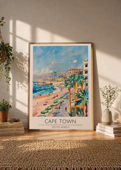 Cuadro Decorativo Travel, Ciudad del Cabo, Sudáfrica, Ilustración Costa